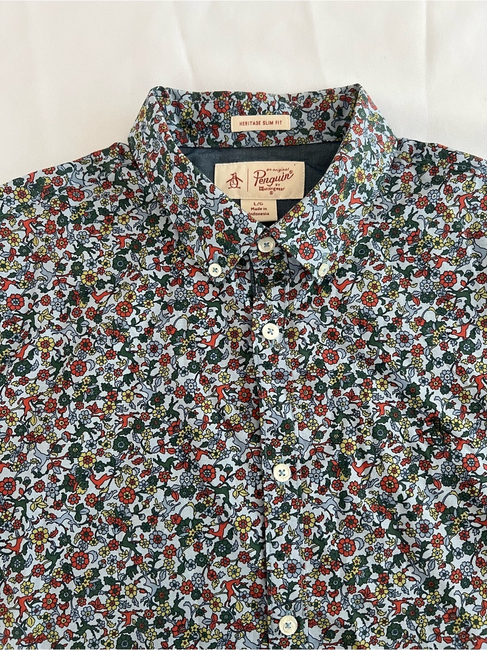 Original Penguin Button-Down Shirt - Blue, Red, Green Floral